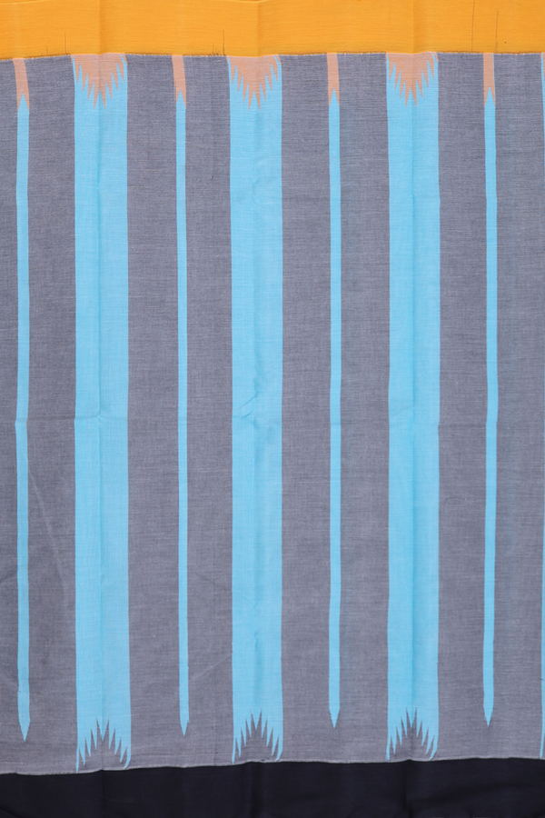 Kanchi Cotton Saree In Plain Blue With Ganga Jamuna Border