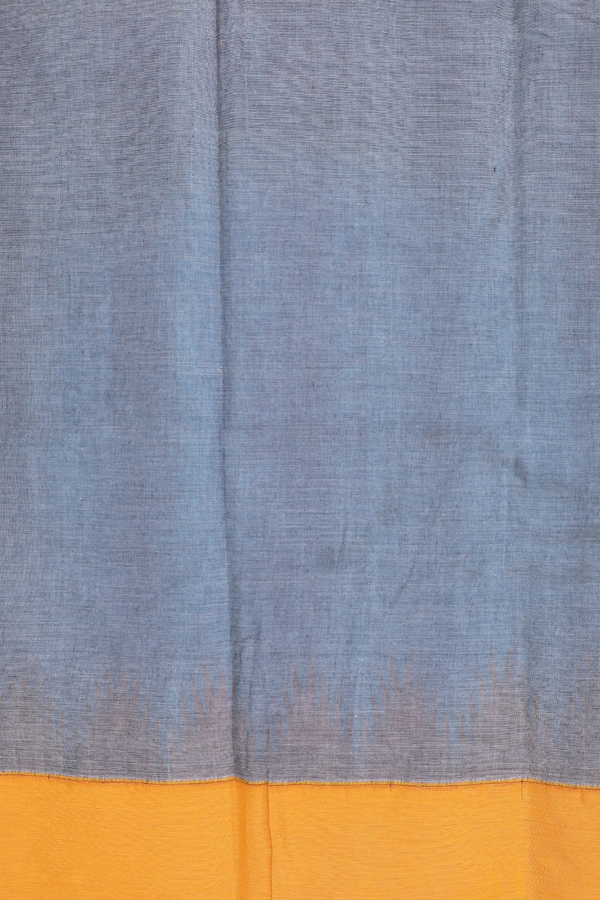 Kanchi Cotton Saree In Plain Blue With Ganga Jamuna Border