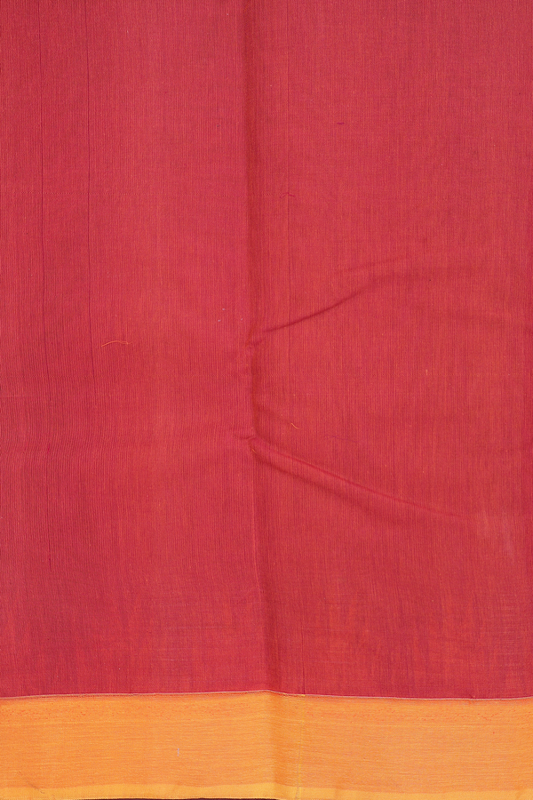 Kanchi Cotton Saree In Plain Deep Magenta With Temple Border