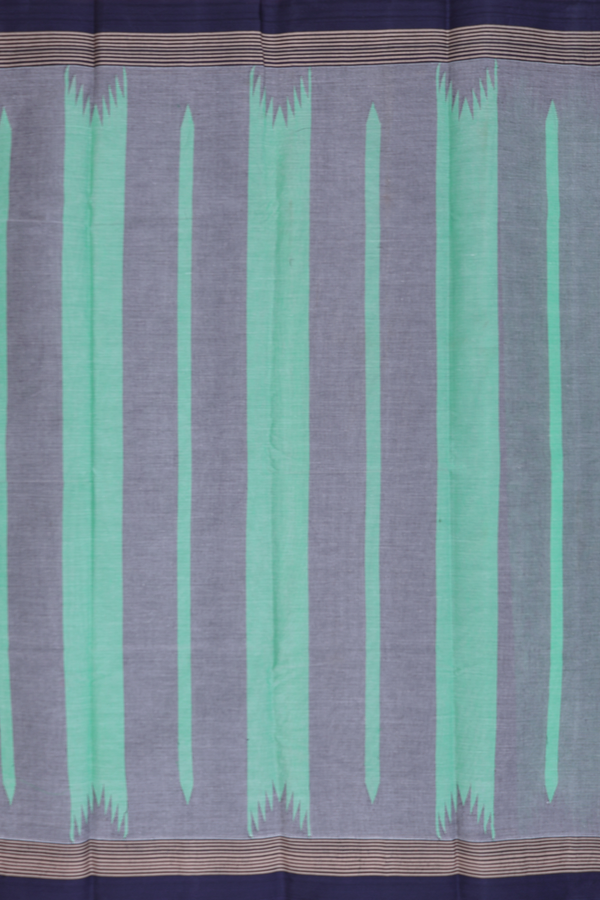 Kanchi Cotton Saree In Plain Green With Temple Border