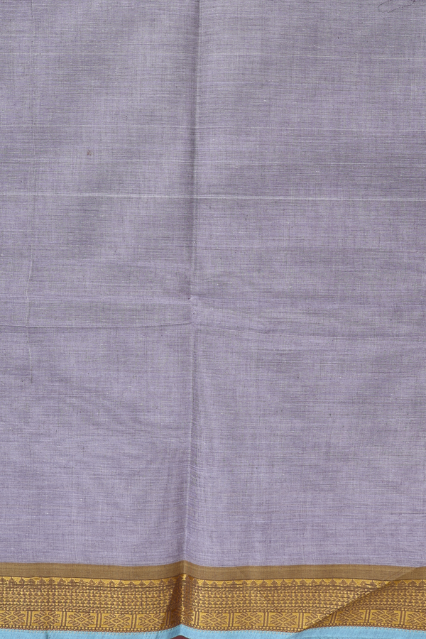 Kanchi Cotton Saree In Plain Grey With Contrast Border