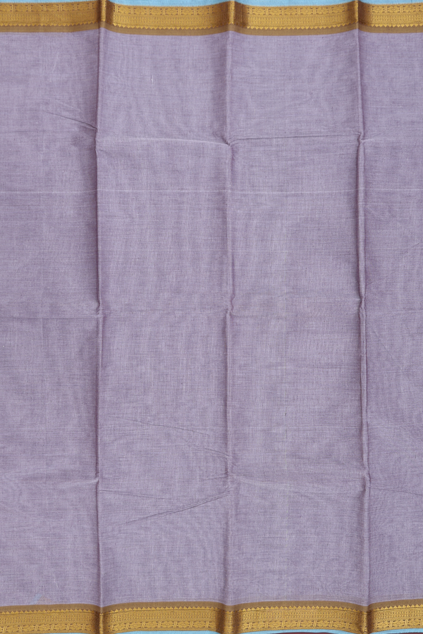 Kanchi Cotton Saree In Plain Grey With Contrast Border