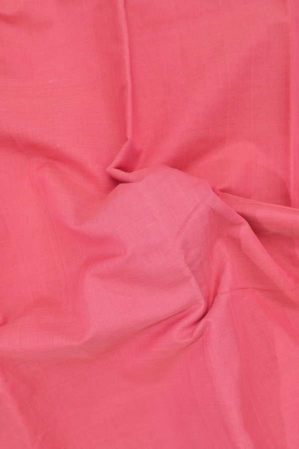 Kanchi Cotton Saree In Plain Peach With Threadwork Border