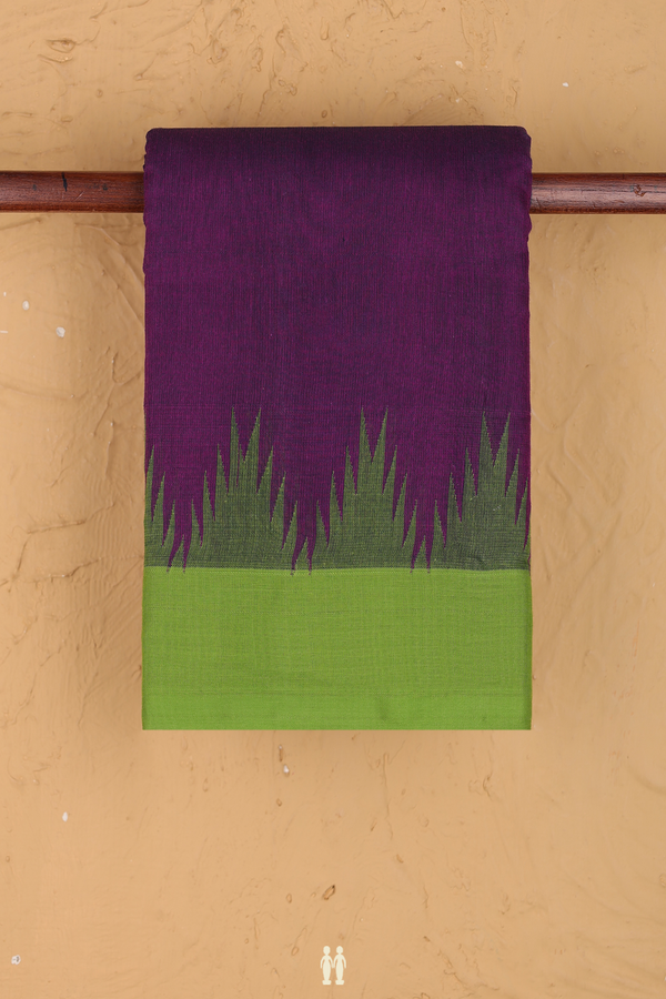 Kanchi Cotton Saree In Plain Purple With Temple Border