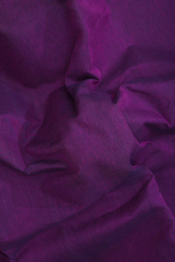 Kanchi Cotton Saree In Plain Purple With Temple Border