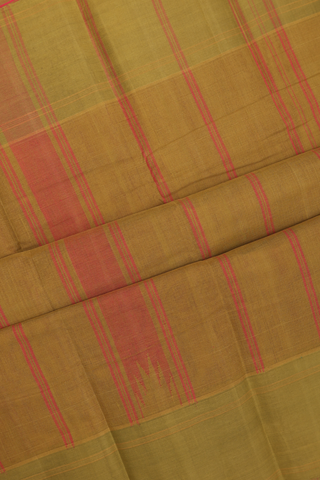 Kanchi Cotton Saree In Plain Red With Contrast Border