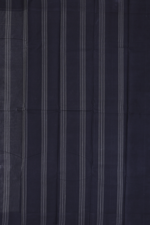 Kanchi Cotton Saree In Plain Sage Grey With Contrast Border