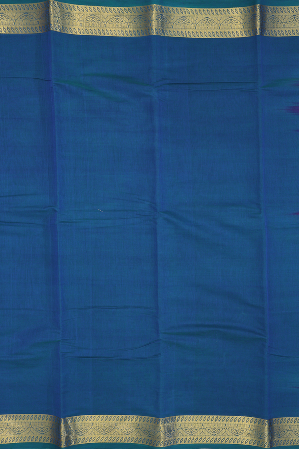 Kanchi Cotton Saree In Plain Teal Blue Zari Border