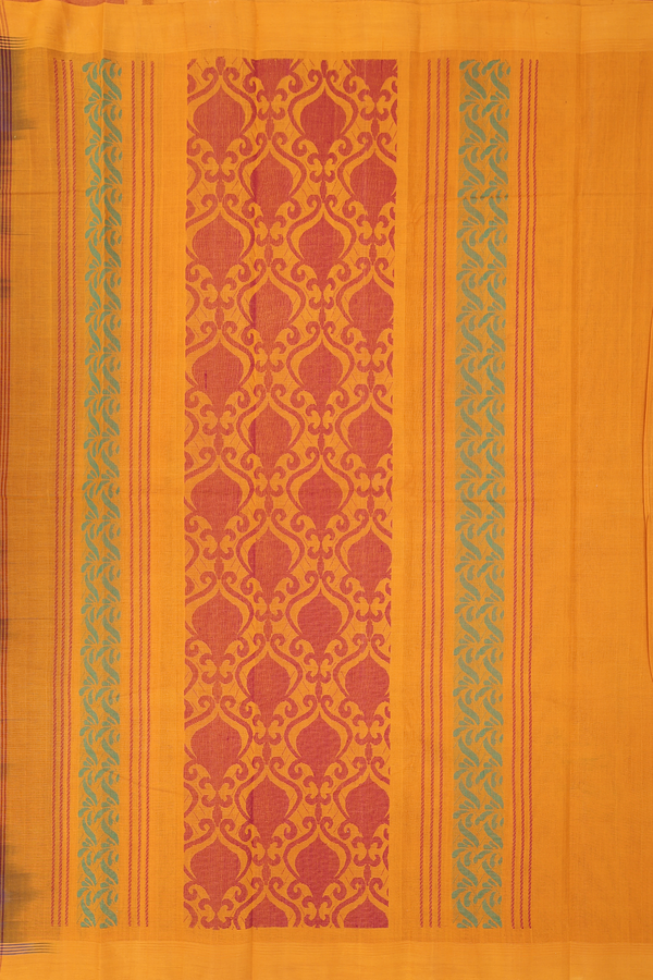 Kanchi Cotton Saree In Plum Brown With Paisley Buttas