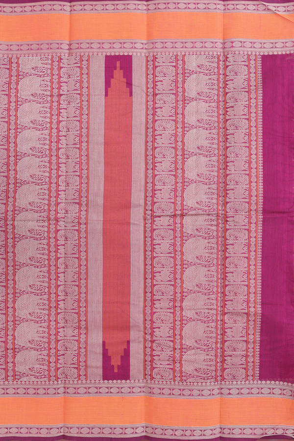Kanchi Cotton Saree In Purple With Checks Design