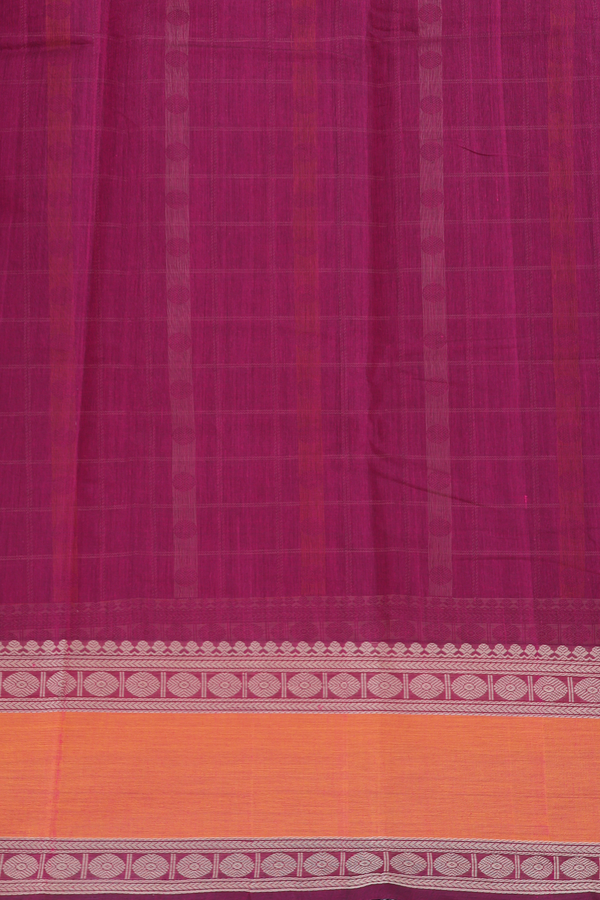 Kanchi Cotton Saree In Purple With Checks Design