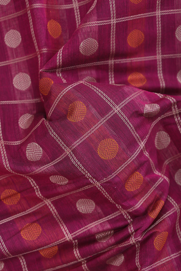 Kanchi Cotton Saree In Purple With Checks Design