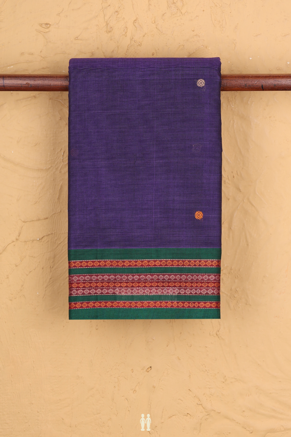 Kanchi Cotton Saree In Purple With Threadwork Buttas