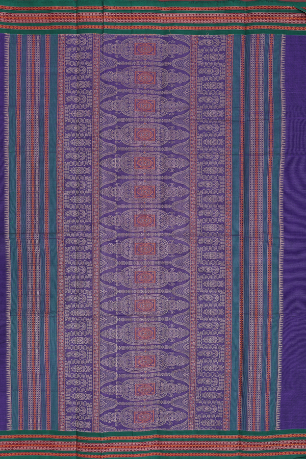 Kanchi Cotton Saree In Purple With Threadwork Buttas