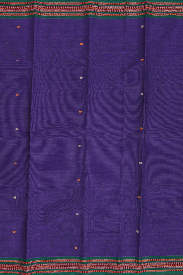Kanchi Cotton Saree In Purple With Threadwork Buttas