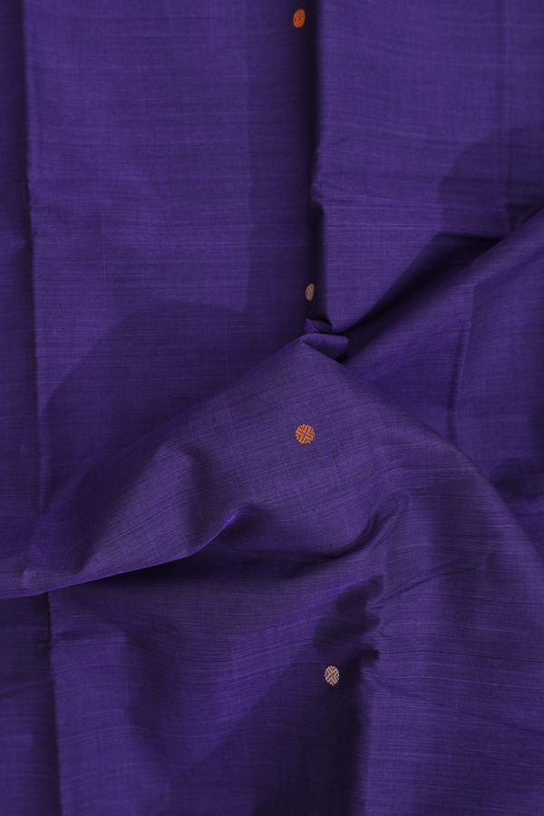 Kanchi Cotton Saree In Purple With Threadwork Buttas