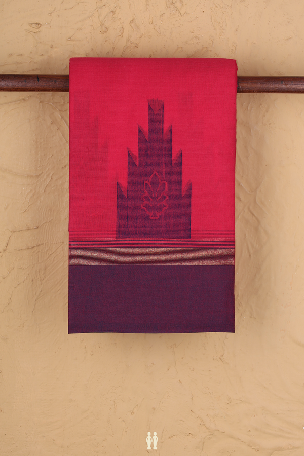 Kanchi Cotton Saree In Rani Pink With Threadwork Buttas