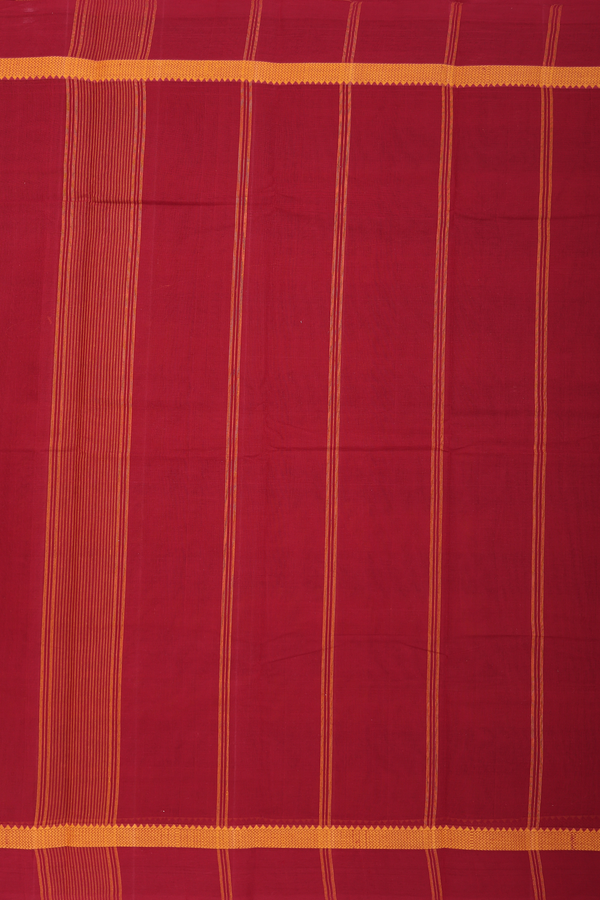 Kanchi Cotton Saree In Red And Orange With Checks Design