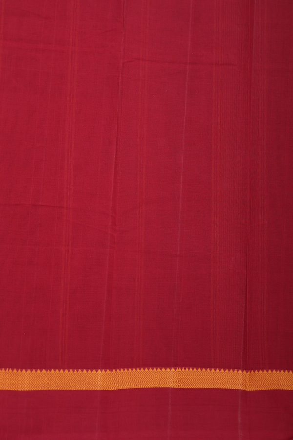 Kanchi Cotton Saree In Red And Orange With Checks Design