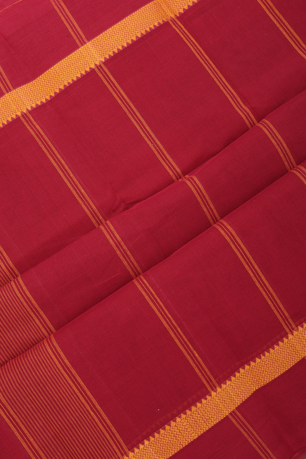 Kanchi Cotton Saree In Red And Orange With Checks Design