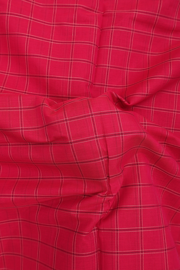 Kanchi Cotton Saree In Red With Checks Design