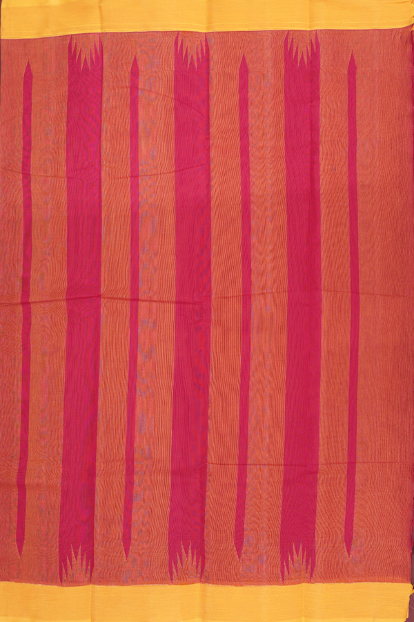 Kanchi Cotton Saree In Red With Contrast Border