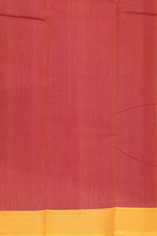 Kanchi Cotton Saree In Red With Contrast Border