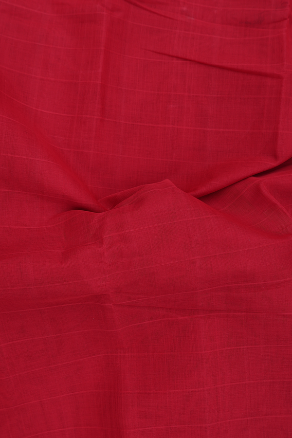 Kanchi Cotton Saree In Red With Threadwork Border
