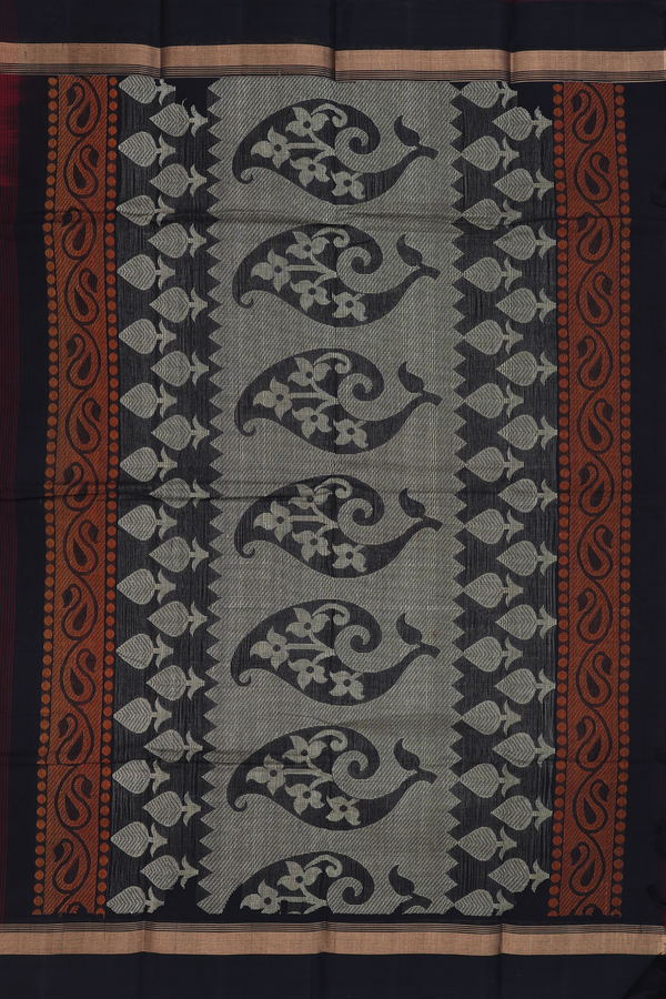 Kanchi Cotton Saree In Red With Threadwork Motifs