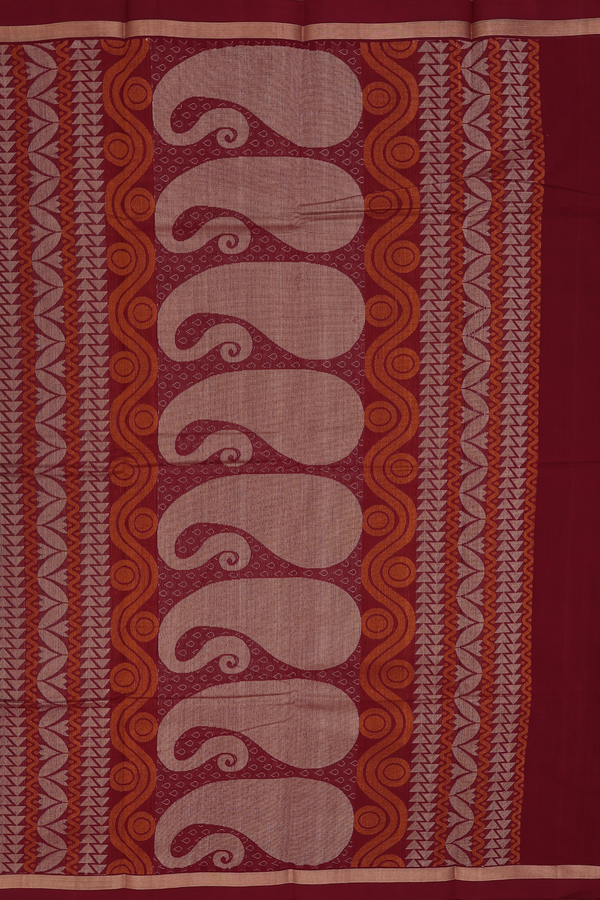 Kanchi Cotton Saree In Rose Brown With Threadwork Motifs