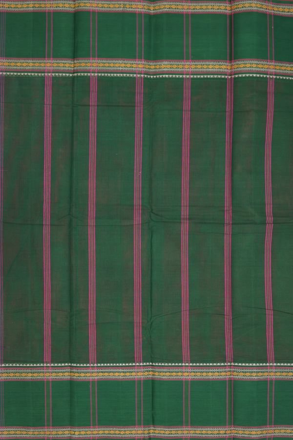 Kanchi Cotton Saree In Plain Rose Pink With Contrast Border