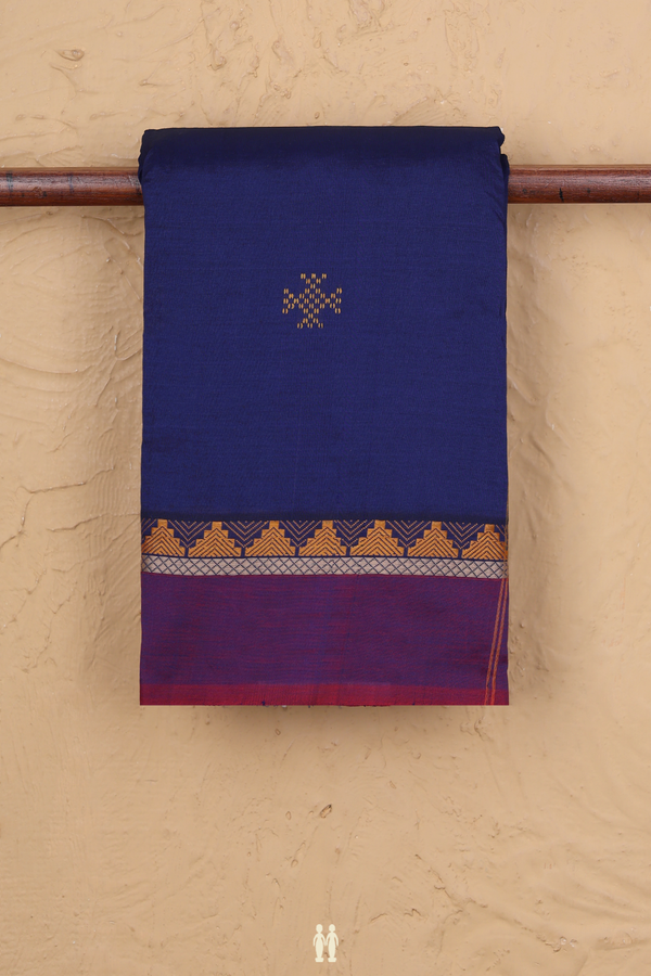 Kanchi Cotton Saree In Royal Blue With Threadwork Buttas