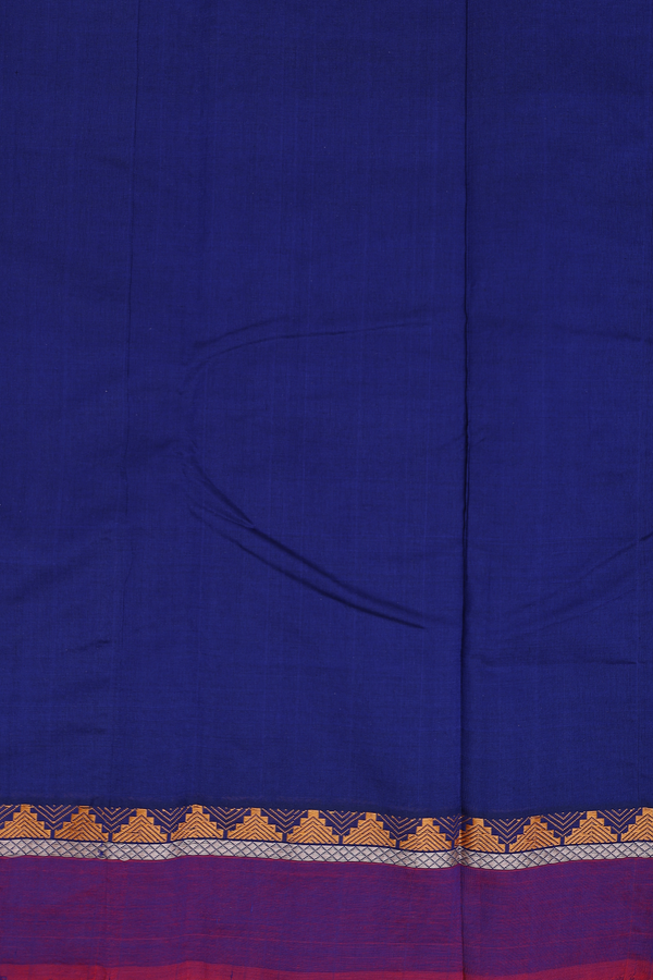 Kanchi Cotton Saree In Royal Blue With Threadwork Buttas