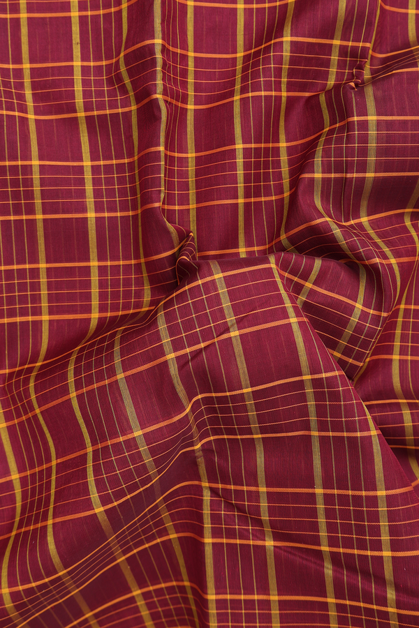 Kanchi Cotton Saree In Ruby Red With Checks Design