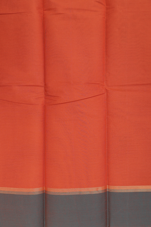 Kanchi Cotton Saree In Rust Orange With Floral Buttas