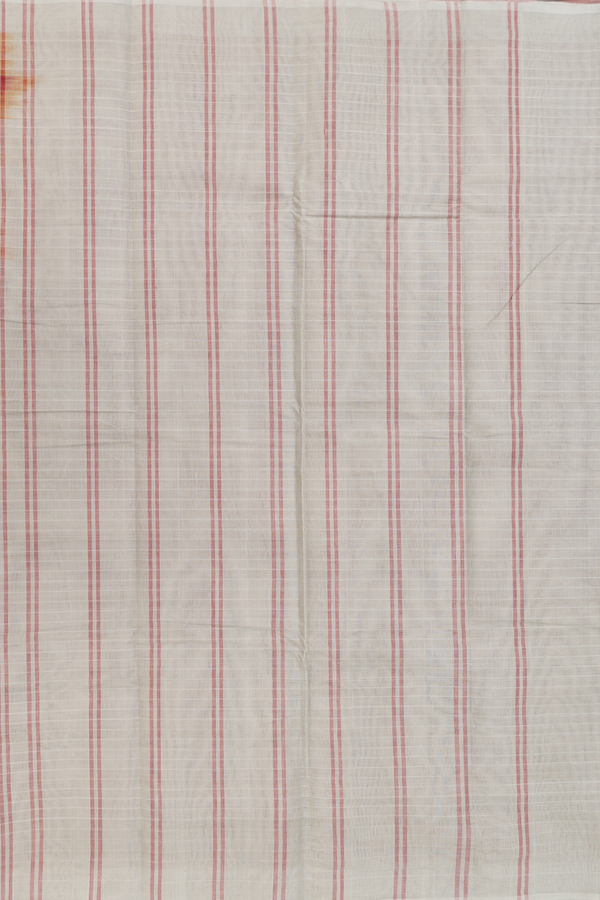 Kanchi Cotton Saree In Rust Red With Contrast Border