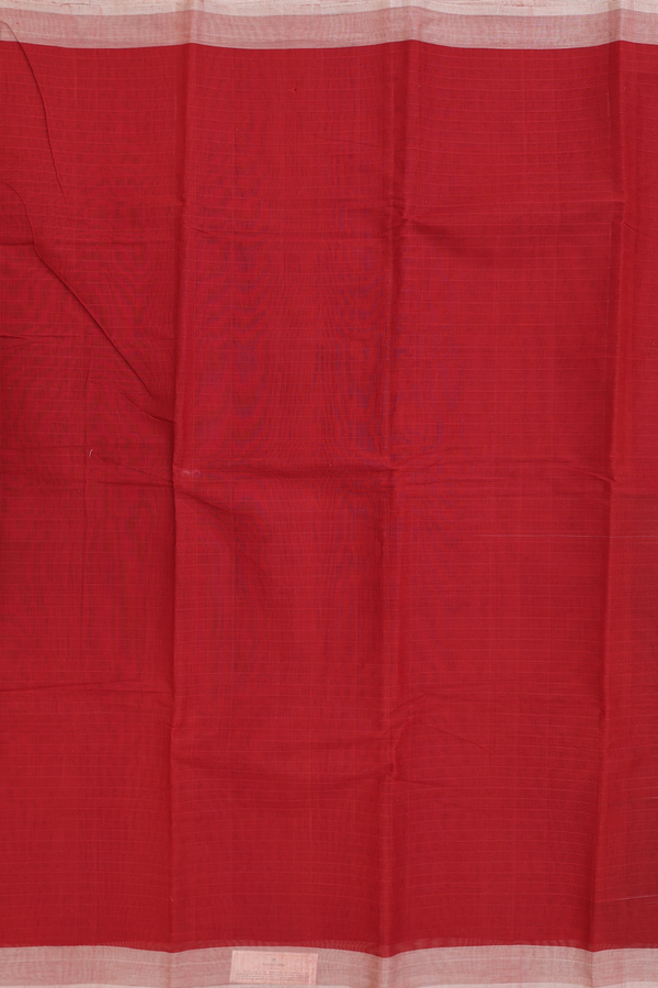 Kanchi Cotton Saree In Rust Red With Contrast Border