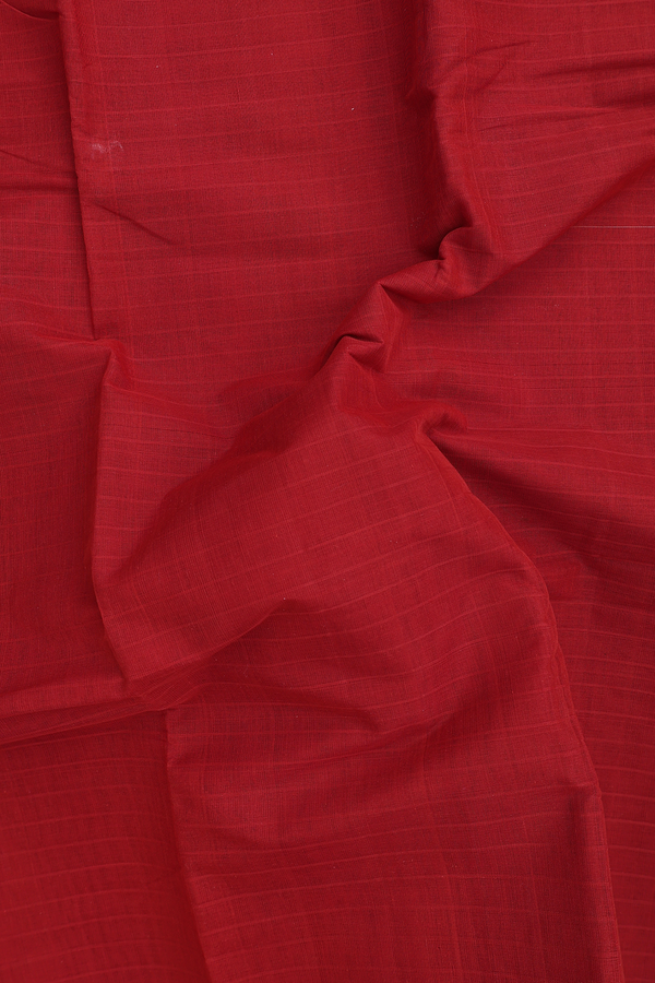 Kanchi Cotton Saree In Rust Red With Contrast Border