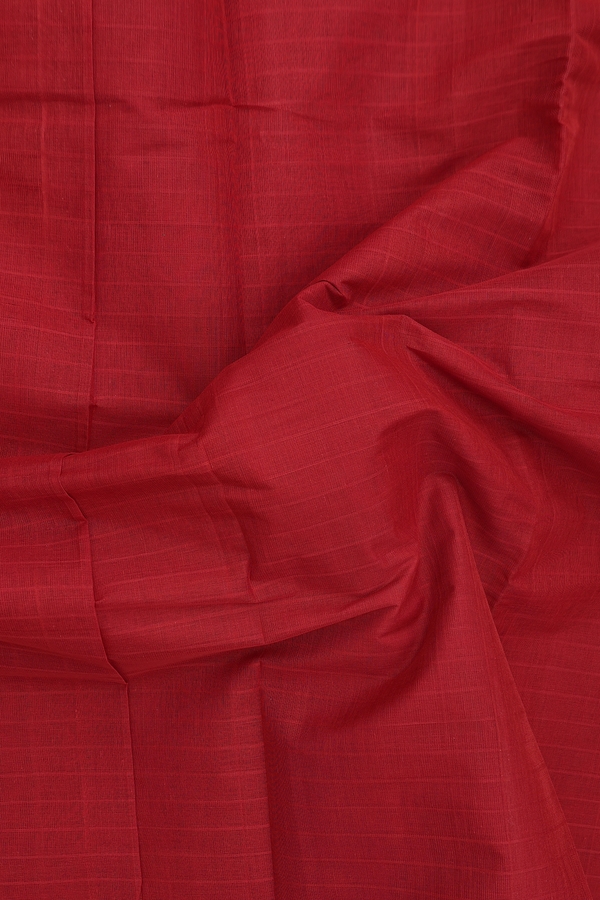 Kanchi Cotton Saree In Rust Red With Self Stripes Design