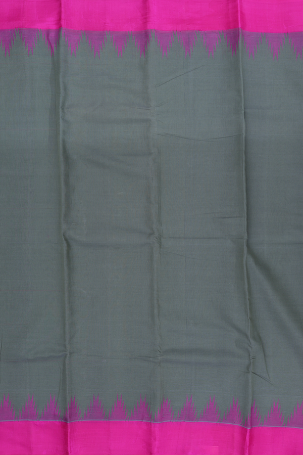 Kanchi Cotton Saree In Sage Green With Contrast Silk Border