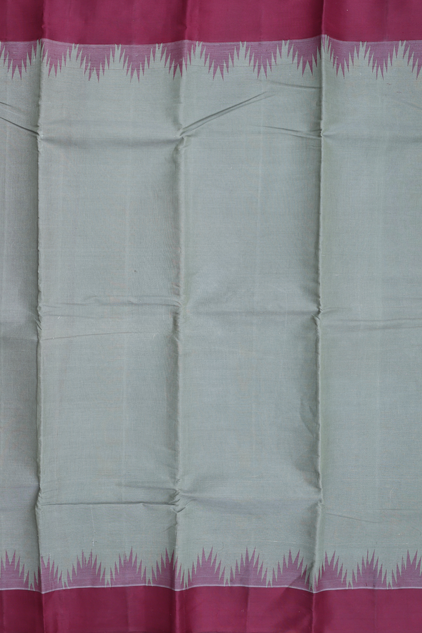 Kanchi Cotton Saree In Sage Green With Contrast Silk Border