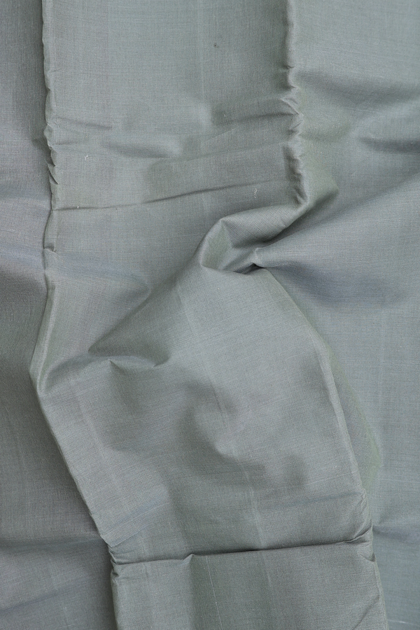 Kanchi Cotton Saree In Sage Green With Contrast Silk Border
