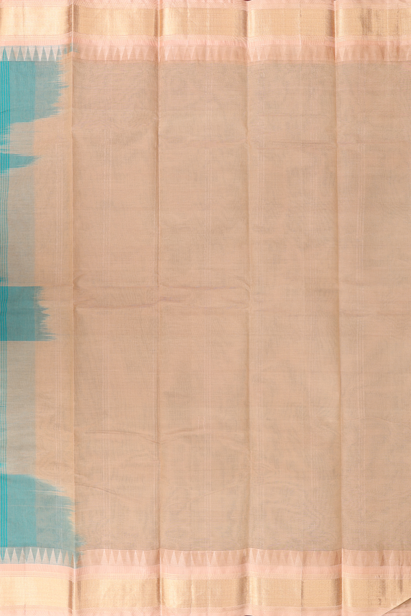 Kanchi Cotton Saree In Sea Green With Contrast Silk Border