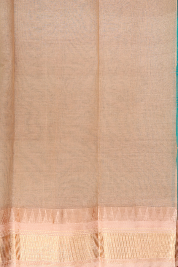 Kanchi Cotton Saree In Sea Green With Contrast Silk Border