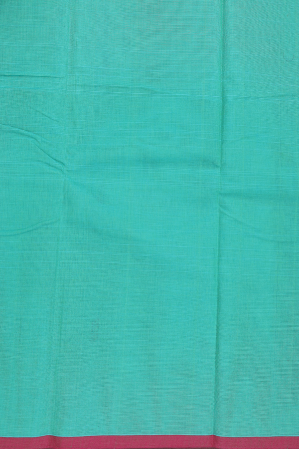 Kanchi Cotton Saree In Sea Green With Threadwork Buttas