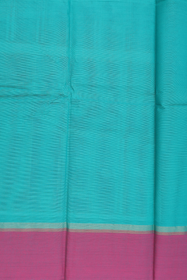 Kanchi Cotton Saree In Sea Green With Threadwork Buttas