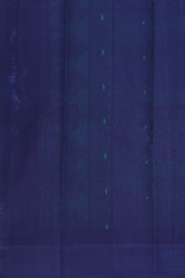 Kanchi Cotton Saree In Blueish Green With Threadwork Buttis