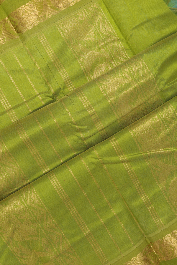 Kanchi Cotton Saree In Sky Blue With Contrast Border