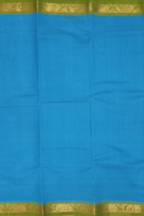 Kanchi Cotton Saree In Sky Blue With Contrast Border