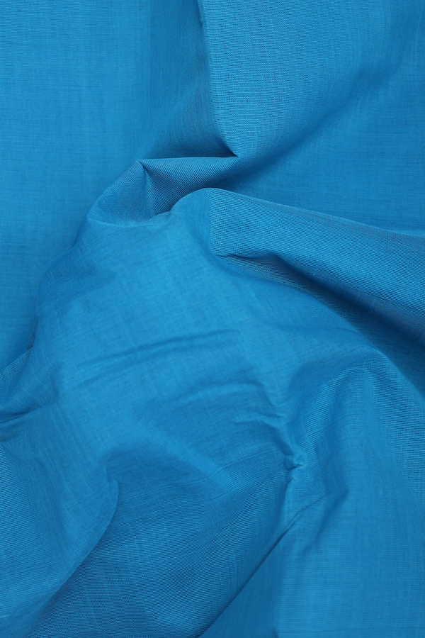 Kanchi Cotton Saree In Sky Blue With Contrast Border